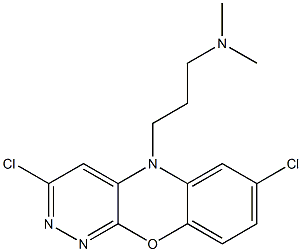 3,7-Dichloro-5-(3-dimethylaminopropyl)-5H-pyridazino[3,4-b][1,4]benzoxazine Struktur