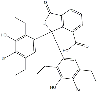 1,1-Bis(4-bromo-2,5-diethyl-3-hydroxyphenyl)-1,3-dihydro-3-oxoisobenzofuran-7-carboxylic acid Struktur