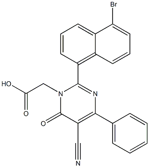 2-(5-Bromo-1-naphthalenyl)-4-phenyl-5-cyano-6-oxopyrimidine-1(6H)-acetic acid Struktur