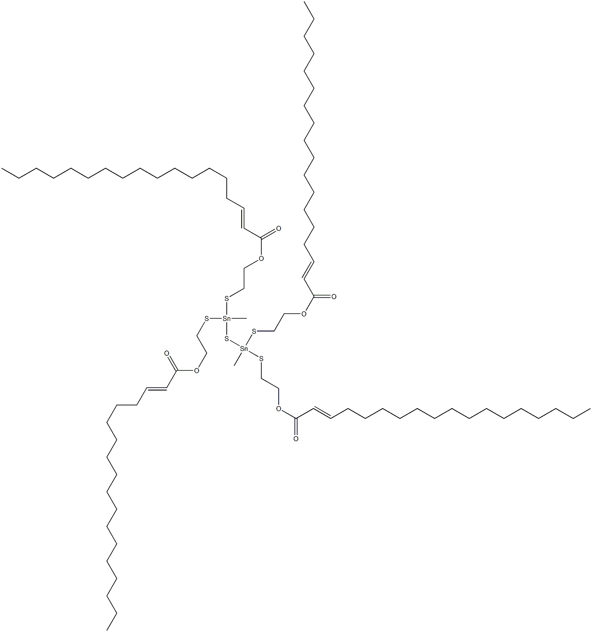 Bis[methylbis[[2-(1-heptadecenylcarbonyloxy)ethyl]thio]stannyl] sulfide Struktur