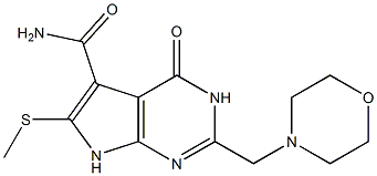 2-[Morpholinomethyl]-6-(methylthio)-4-oxo-3,4-dihydro-7H-pyrrolo[2,3-d]pyrimidine-5-carboxamide Struktur