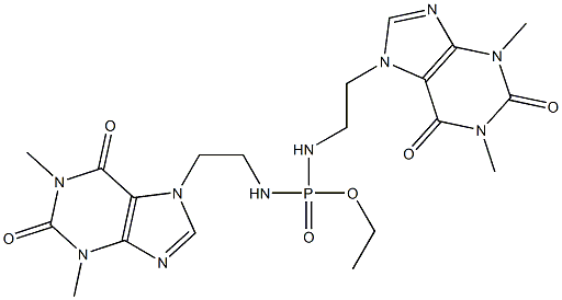 N,N'-Bis[2-(1,2,3,6-tetrahydro-1,3-dimethyl-2,6-dioxo-7H-purin-7-yl)ethyl]diamidophosphoric acid ethyl ester Struktur