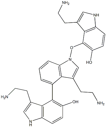 3-(2-Aminoethyl)-4-[[3,3'-bis(2-aminoethyl)-5'-hydroxy-4,4'-bi[1H-indol]-5-yl]oxy]-5-hydroxy-1H-indole Struktur