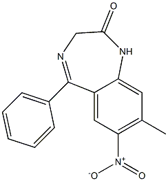 1,3-Dihydro-7-nitro-8-methyl-5-(phenyl)-2H-1,4-benzodiazepin-2-one Struktur