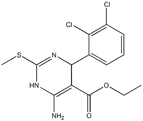 6-Amino-1,4-dihydro-2-methylthio-4-(2,3-dichlorophenyl)pyrimidine-5-carboxylic acid ethyl ester Struktur