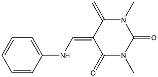 (Z)-5,6-Dihydro-6-methylene-5-(phenylaminomethylene)-1,3-dimethylpyrimidine-2,4(1H,3H)-dione Struktur