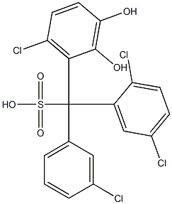 (3-Chlorophenyl)(2,5-dichlorophenyl)(6-chloro-2,3-dihydroxyphenyl)methanesulfonic acid Struktur