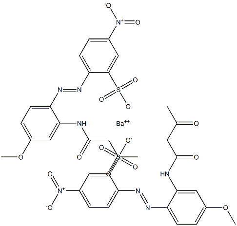 Bis[2-[2-(1,3-dioxobutylamino)-4-methoxyphenylazo]-5-nitrobenzenesulfonic acid]barium salt Struktur