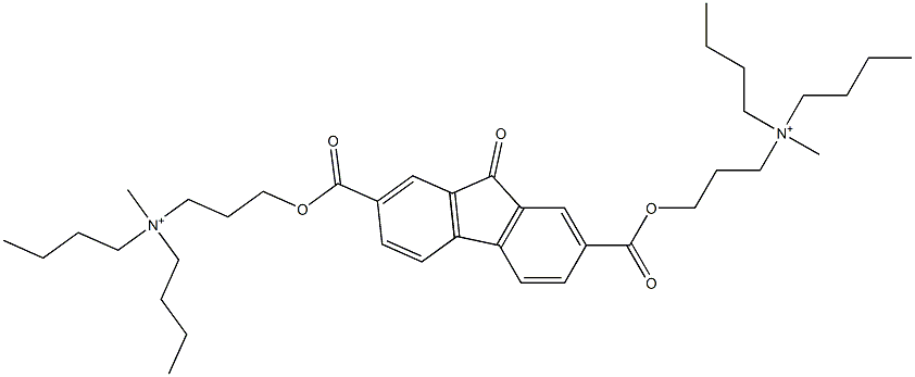 N,N'-[(9-Oxo-9H-fluorene-2,7-diyl)bis(carbonyloxy-3,1-propanediyl)]bis(N-butyl-N-methyl-1-butanaminium) Struktur