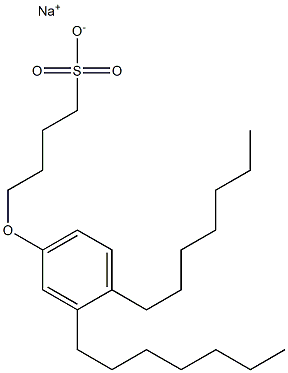 4-(3,4-Diheptylphenoxy)butane-1-sulfonic acid sodium salt Struktur