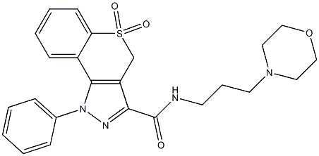 N-(3-Morpholinopropyl)-1-phenyl-4H-[1]benzothiopyrano[4,3-c]pyrazole-3-carboxamide 5,5-dioxide Struktur