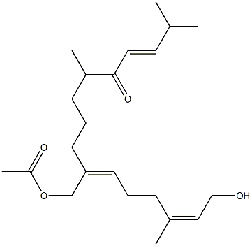 (3E,10Z,14Z)-16-Hydroxy-10-(acetoxymethyl)-2,6,14-trimethyl-3,10,14-hexadecatrien-5-one Struktur