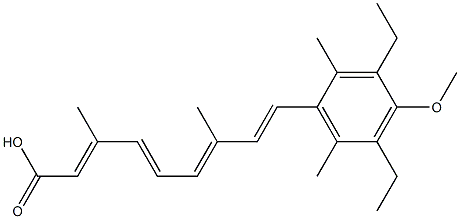 (2E,4E,6E,8E)-9-(3,5-Diethyl-2,6-dimethyl-4-methoxyphenyl)-3,7-dimethyl-2,4,6,8-nonatetraenoic acid Struktur