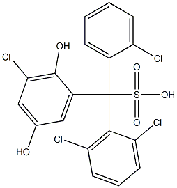 (2-Chlorophenyl)(2,6-dichlorophenyl)(3-chloro-2,5-dihydroxyphenyl)methanesulfonic acid Struktur