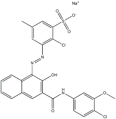 2-Chloro-5-methyl-3-[[3-[[(4-chloro-3-methoxyphenyl)amino]carbonyl]-2-hydroxy-1-naphtyl]azo]benzenesulfonic acid sodium salt Struktur