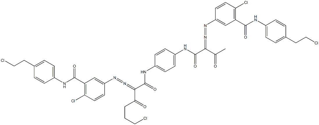 3,3'-[2-(2-Chloroethyl)-1,4-phenylenebis[iminocarbonyl(acetylmethylene)azo]]bis[N-[4-(2-chloroethyl)phenyl]-6-chlorobenzamide] Struktur