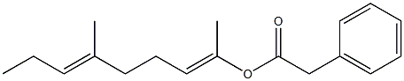 Phenylacetic acid 1,5-dimethyl-1,5-octadienyl ester Struktur