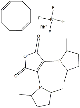 (+)-2,3-Bis[(2S,5S)-2,5-dimethylphospholanyl]maleic anhydride(1,5-cyclooctadiene)rhodium(I) tetrafluoroborate Struktur