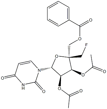 5'-O-Benzoyl-2',3'-di-O-acetyl-4'-C-fluoromethyluridine Struktur