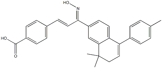 4-((1E,3E)-3-(8,8-dimethyl-5-p-tolyl-7,8-dihydronaphthalen-2-yl)-3-(hydroxyimino)prop-1-enyl)benzoic acid Struktur