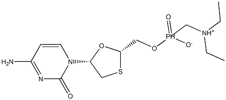 Phosphonic Acid Mono[[(2S,5R)-5-(4-amino-2-oxo-1(2H)-pyrimidinyl)-1,3-oxathiolan-2-yl]methyl] Ester Triethylamine Salt Struktur