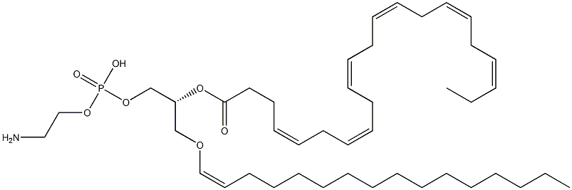 2-aminoethoxy-[(2R)-2-[(4Z,7Z,10Z,13Z,16Z,19Z)-docosa-4,7,10,13,16,19-hexaenoyl]oxy-3-[(Z)-hexadec-1-enoxy]propoxy]phosphinic acid Struktur