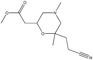 methyl 6-(2-cyanoethyl)-4,6-dimethyl-2-morpholineacetate Struktur