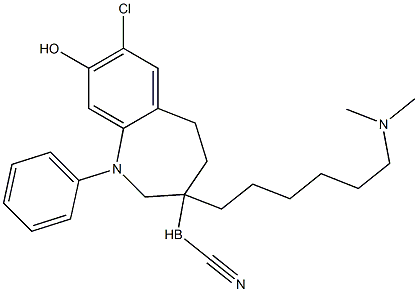 7-chloro-8-hydroxy-3-(6-(N,N-dimethylamino)hexyl)-1-phenyl-2,3,4,5-tetrahydro-1H-3-benzazepine-cyanoborane Struktur