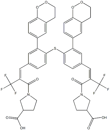 (benzodioxan-6-yl)(2-trifluoromethyl-4-((3-carboxypyrrolidin-1-yl)carbonyl)ethenyl)phenyl sulfide Struktur