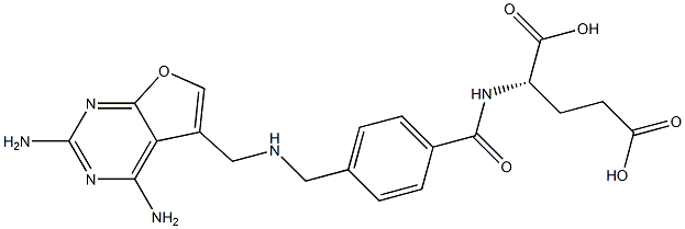 N-(4-((N-((2,4-diaminofuro(2,3-d)pyrimidin-5-yl)methyl)amino)methyl)benzoyl)glutamic acid Struktur