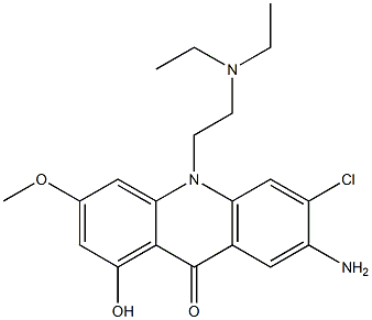 7-amino-6-chloro-10-(N,N-diethylaminoethyl)-1-hydroxy-3-methoxyacridin-9-one Struktur