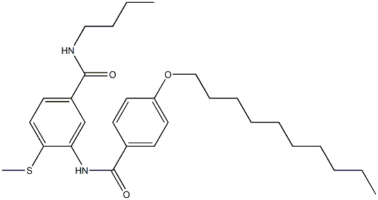 N-butyl-3-(4-decyloxybenzamido)-4-(methylthio)benzamide Struktur