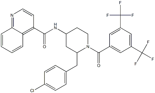 quinoline-4-carboxylic acid (1-(3,5-bis-trifluoromethylbenzoyl)-2-(4-chlorobenzyl)piperidin-4-yl)amide Struktur