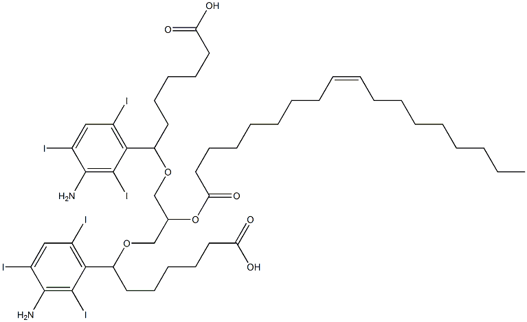 2-oleoylglycerol-1,3-bis(7-(3-amino-2,4-6-triiodophenyl)heptanoate) Struktur