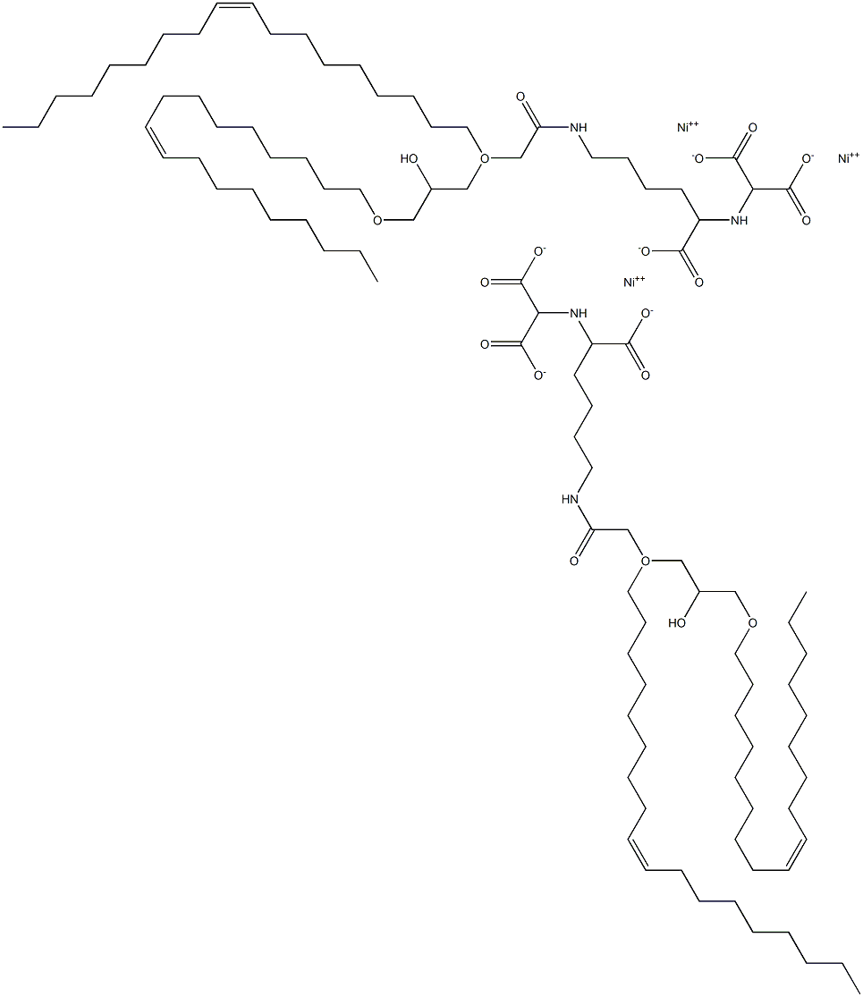 2-(bis-carboxymethylamino)-6-(2-(1,3-di-O-oleylglyceroxy)acetylamino)hexanoic acid nickel(II) Struktur