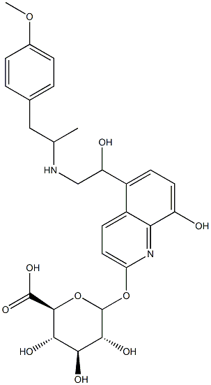 8-hydroxy-5-(1-hydroxy--2-(N-(2-(4-methoxyphenyl)-1-methylethyl)amino)ethyl)carbostyril glucuronide Struktur