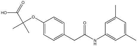 2-(4-(2-((3,5-dimethylphenyl)amino)-2-oxoethyl)phenoxy)-2-methylpropanoic acid Struktur