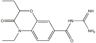 N-(2,4-diethyl-3-oxo-3,4-dihydro-2H-benzo(1,4)oxazine-7-carbonyl)guanidine Struktur