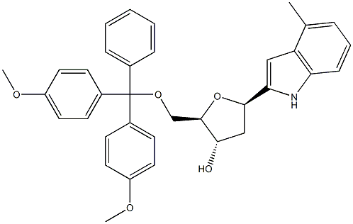 1-(5-O-(DIMETHOXYTRITYL)-BETA-D-2-DEOXYRIBOFURANOSYL)-4-METHYLINDOLE Struktur