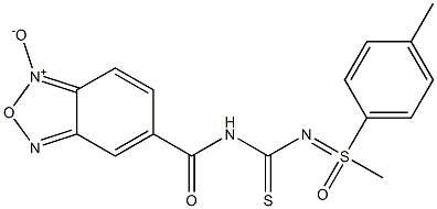 5-{[({[1-methyl-1-(4-methylphenyl)-1-oxo-lambda~6~-sulfanylidene]amino}carbothioyl)amino]carbonyl}-2,1,3-benzoxadiazol-1-ium-1-olate Struktur