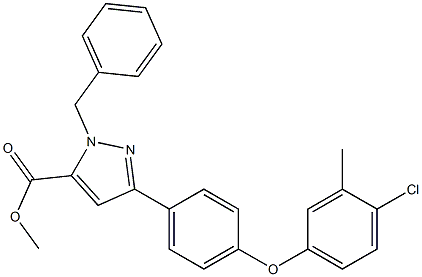 methyl 3-(4-(4-chloro-3-methylphenoxy)phenyl)-1-benzyl-1H-pyrazole-5-carboxylate Struktur