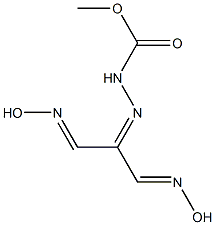 methyl 2-{2-(hydroxyimino)-1-[(hydroxyimino)methyl]ethylidene}-1-hydrazinecarboxylate Struktur