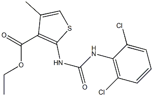 ethyl 2-{[(2,6-dichloroanilino)carbonyl]amino}-4-methylthiophene-3-carboxylate Struktur