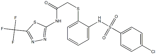 2-[(2-{[(4-chlorophenyl)sulfonyl]amino}phenyl)sulfanyl]-N-[5-(trifluoromethyl)-1,3,4-thiadiazol-2-yl]acetamide Struktur