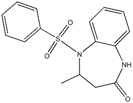 4-methyl-5-(phenylsulfonyl)-1,3,4,5-tetrahydro-2H-1,5-benzodiazepin-2-one Struktur