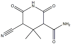 5-cyano-4,4-dimethyl-2,6-dioxopiperidine-3-carboxamide Struktur