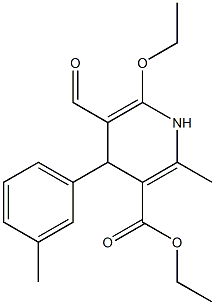 ethyl 6-ethoxy-5-formyl-2-methyl-4-(3-methylphenyl)-1,4-dihydro-3-pyridinecarboxylate Struktur