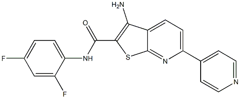 3-amino-N-(2,4-difluorophenyl)-6-(4-pyridinyl)thieno[2,3-b]pyridine-2-carboxamide Struktur