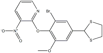 2-[2-bromo-4-(1,3-dithiolan-2-yl)-6-methoxyphenoxy]-3-nitropyridine Struktur