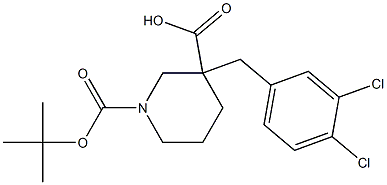 1-(tert-butoxycarbonyl)-3-(3,4-dichlorobenzyl)-3-piperidinecarboxylic acid Struktur